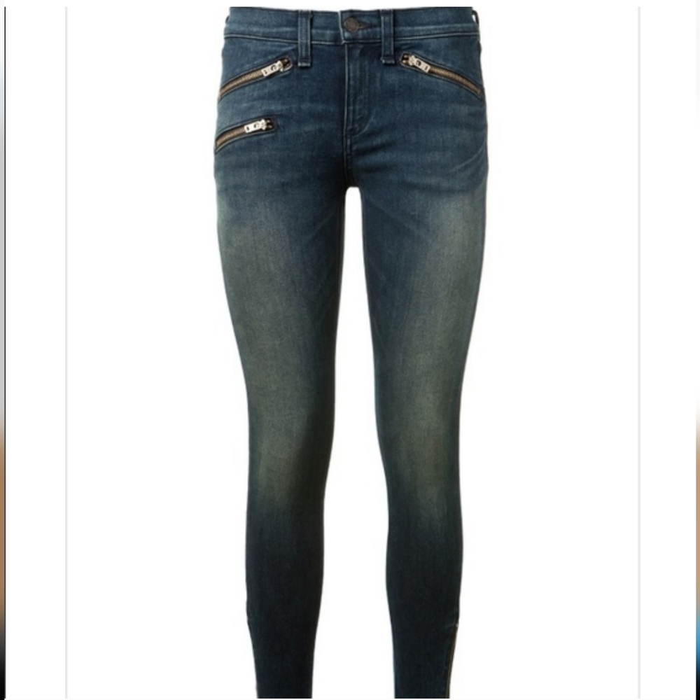 Rag & Bone Skinny Jeans Size 26 Mercer Blue with Zipper Accents